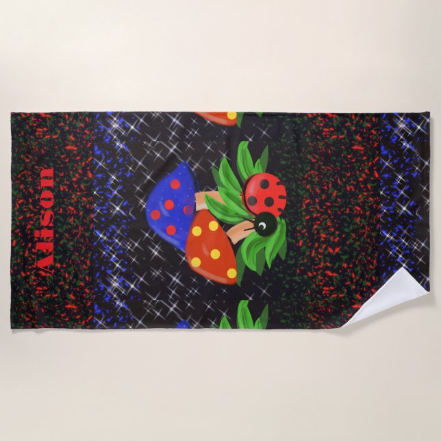Ladybug Personalised Towel (Front)