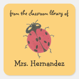 Ladybug personalized teacher gift bookplate square sticker