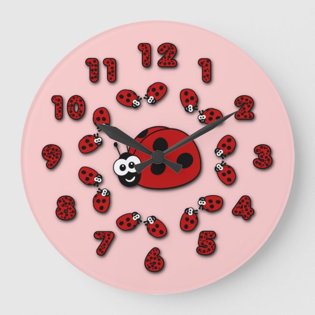Ladybug Pink Clock (Front)