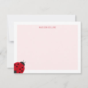 Ladybug Pink Girls Personalised Stationery Card