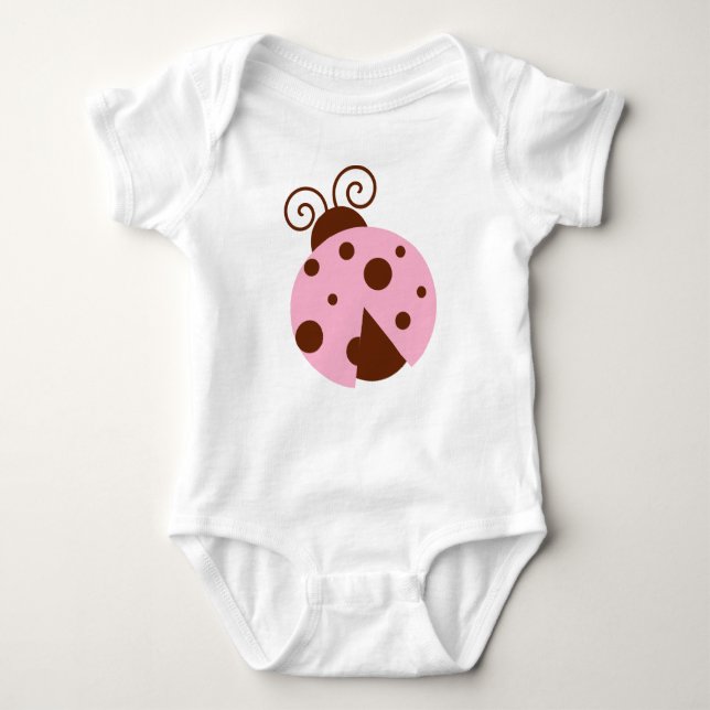 Ladybug, Pink Ladybug, Cute Ladybug, Ladybird Baby Bodysuit (Front)