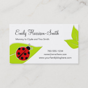 Ladybug Play Date Cards, Horizontal Calling Card