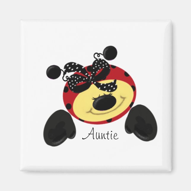Ladybug Polka Auntie Magnet (Front)
