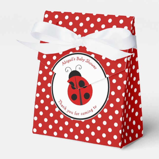 Ladybug Polka Dot Baby Shower Custom Favour Box (Front Side)