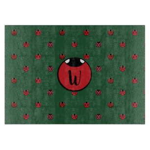 Ladybug Polka Dots Glass Cutting Board