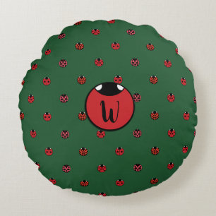 Ladybug Polka Dots Round Pillow