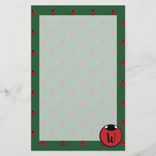 Ladybug Polka Dots Stationery (Front)