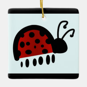Ladybug Postcard Ceramic Ornament