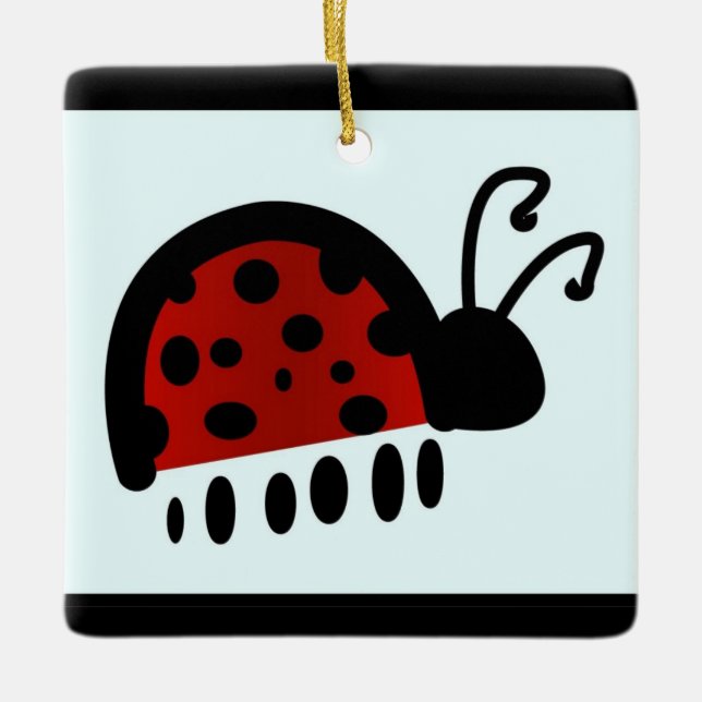 Ladybug Postcard Ceramic Ornament (Front)