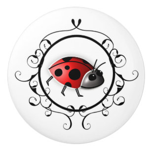 Ladybug Print Ceramic Knob