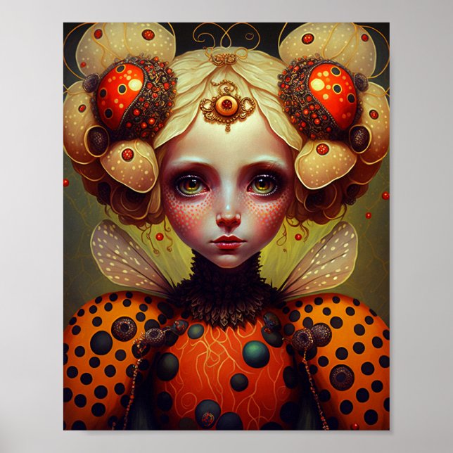 Ladybug Queen 2 Cute Fantasy Art Poster (Front)