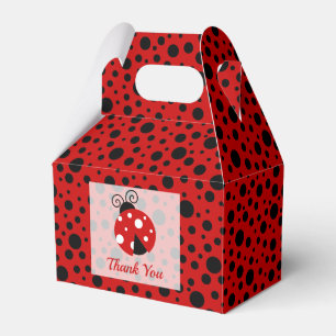 Ladybug Red Black Frame Polka Dots Kids Birthday Favour Box