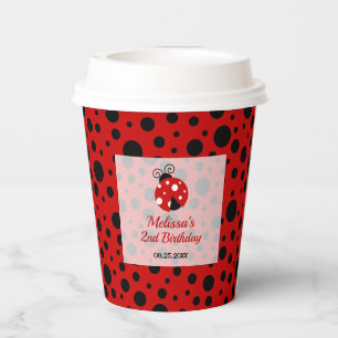 Ladybug Red Black Frame Polka Dots Kids Birthday Paper Cups