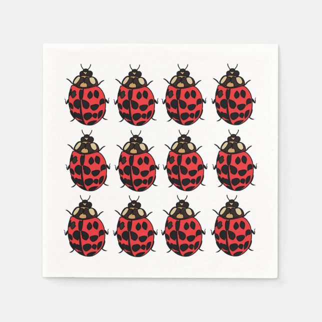 Ladybug Red Black Insect Ladybug Party Napkin (Front)
