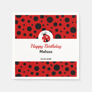 Ladybug Red Black Polka Dots Kids Birthday  Napkin