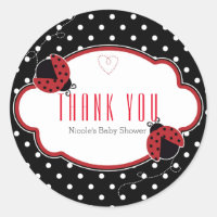 Ladybug Red & Black Shower Party Favour Stickers