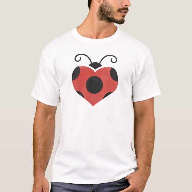 Ladybug Red Bug Heart symbol T-Shirt (Front)