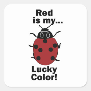 Ladybug Red Is My Lucky Color Funny Insect Square Sticker