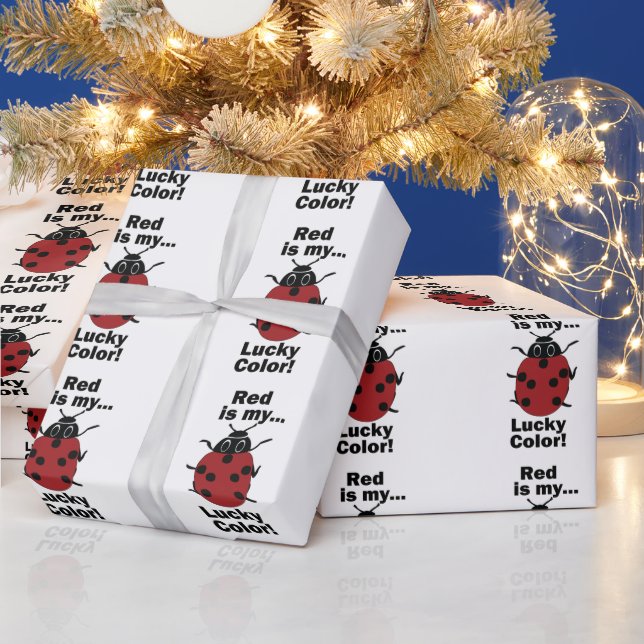 Ladybug Red Is My Lucky Colour Funny Insect Wrapping Paper (Holidays)