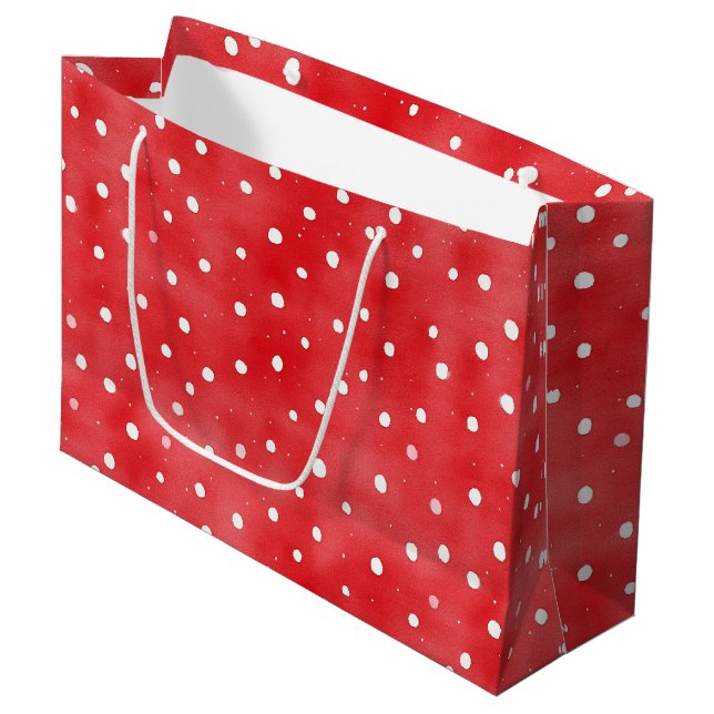 Ladybug Red White Dots Birthday Large Gift Bag (Front Angled)