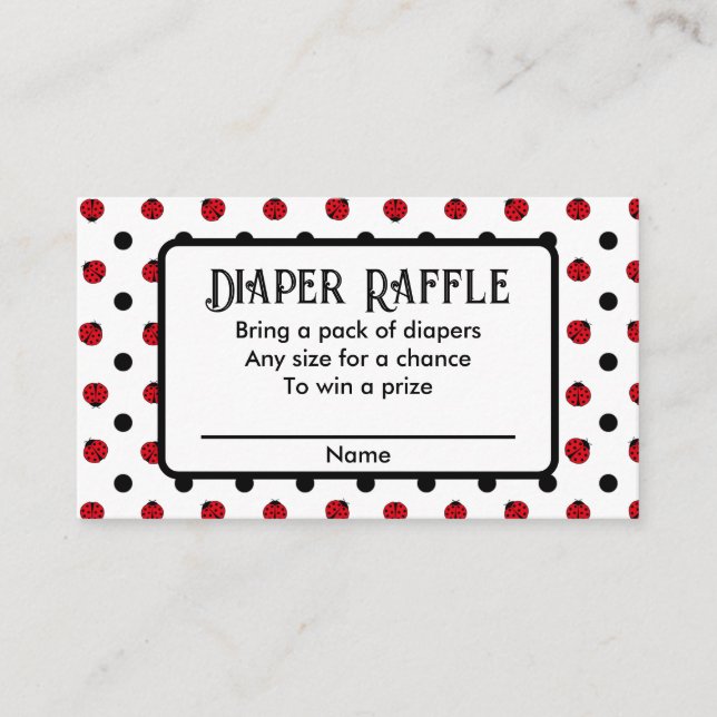 Ladybug retro polka dots Baby shower diaper raffle Enclosure Card (Front)