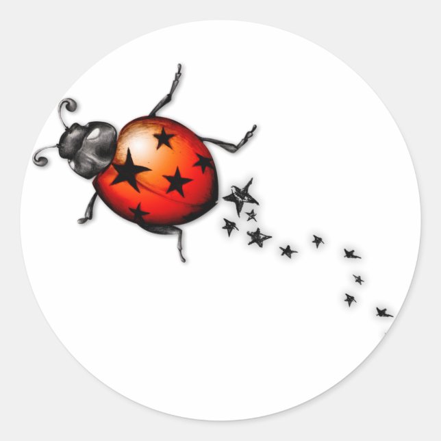 Ladybug Rockstar Classic Round Sticker (Front)