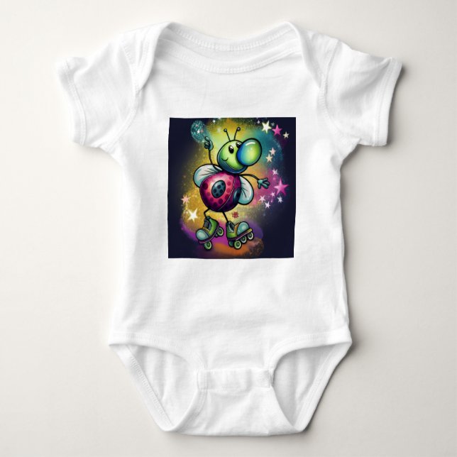 Ladybug Roller Disco Baby Bodysuit (Front)