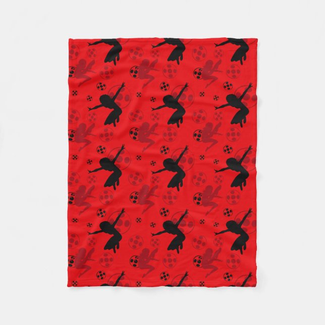 Ladybug Silhouette Red Pattern Fleece Blanket (Front)