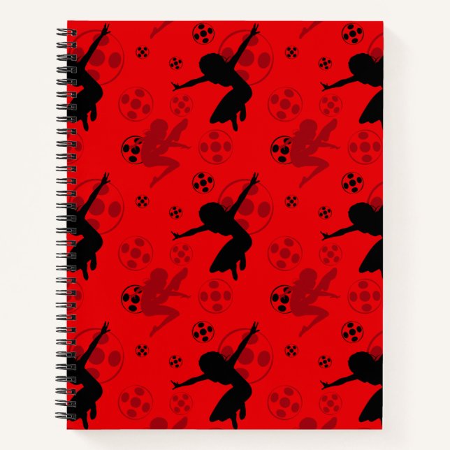 Ladybug Silhouette Red Pattern Notebook (Front)