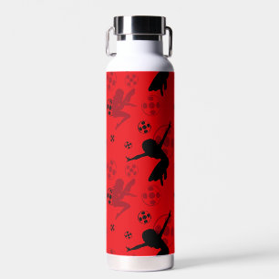 Ladybug Silhouette Red Pattern Water Bottle