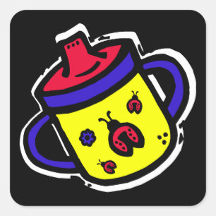 ladybug sippy cup square sticker