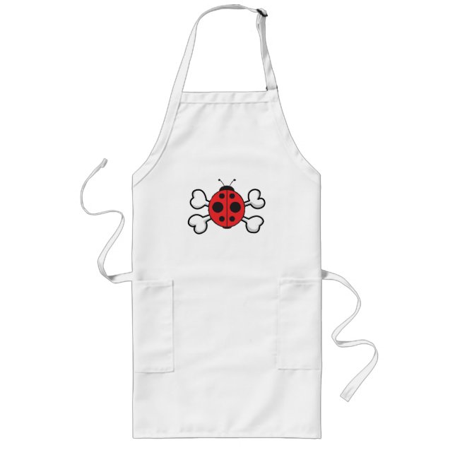 ladybug Skull and Crossbones Long Apron (Front)