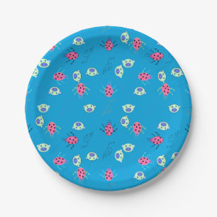 Ladybug, Sparrow & Animal Face Pattern Paper Plate