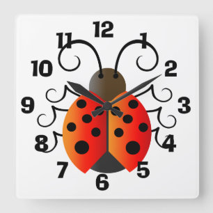 Ladybug Square Wall Clock