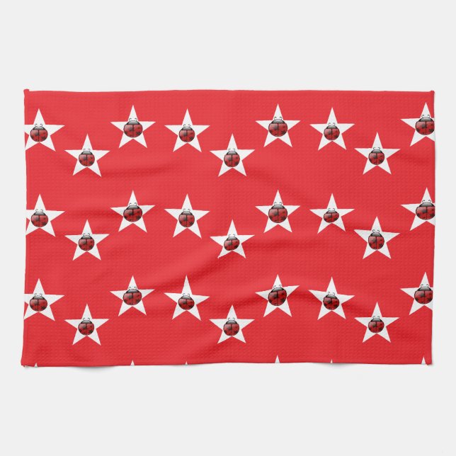 Ladybug stars tea towel (Horizontal)