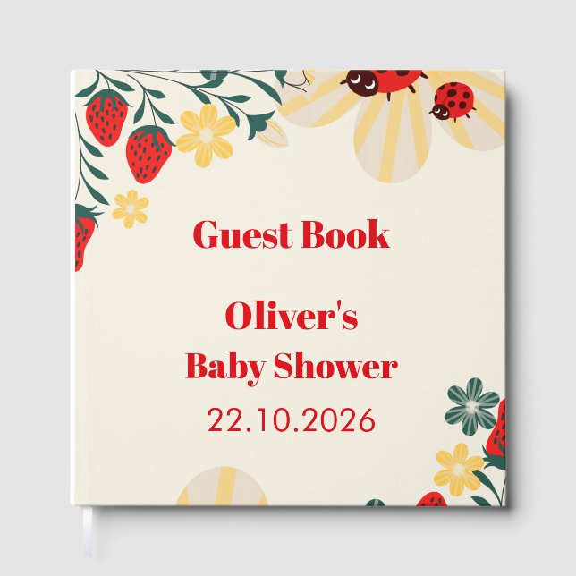 Ladybug & Strawberry Baby Shower Guest Book (Front)