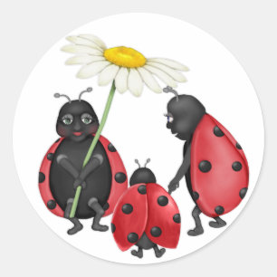 Ladybug Stroll Classic Round Sticker