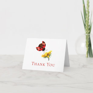 Ladybug Sunflower Watercolor Thank You Card