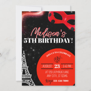 Ladybug Superhero Birthday Invitation