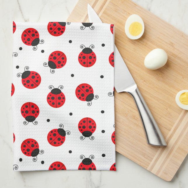 Ladybug Tea Towel (Quarter Fold)