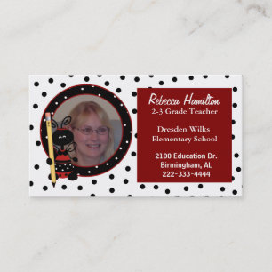 Ladybug Teacher's Photo Business Card