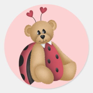 Ladybug Teddy Bear Stickers