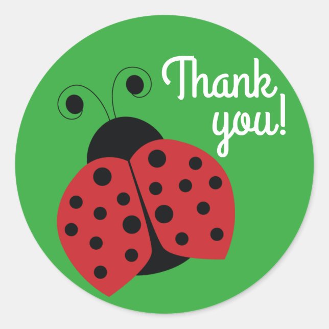 Ladybug Thank you Classic Round Sticker (Front)