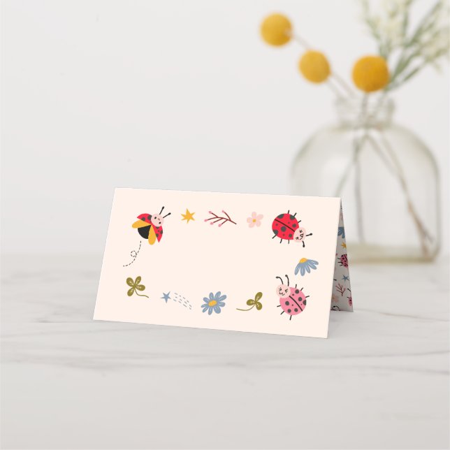Ladybug Theme Party Food Label Place Card (Front)