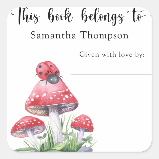 Ladybug - this book belongs to square sticker (Front)