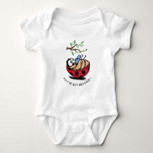 Ladybug Typing Message Funny Baby Bodysuit