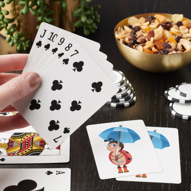 Ladybug Under An Umbrella Playing Cards (In Situ)
