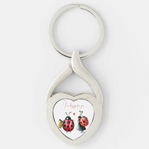 Ladybug Valentine's Day Card Key Ring
