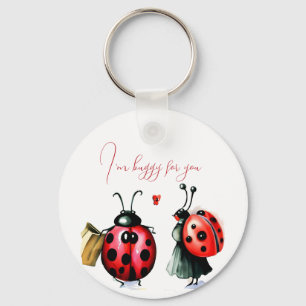 Ladybug Valentine's Day Card Key Ring