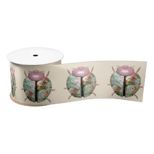 Ladybug victorian floral roses cute satin ribbon